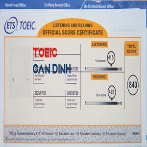 TOEIC CẨN ĐÌNH HOANG MY