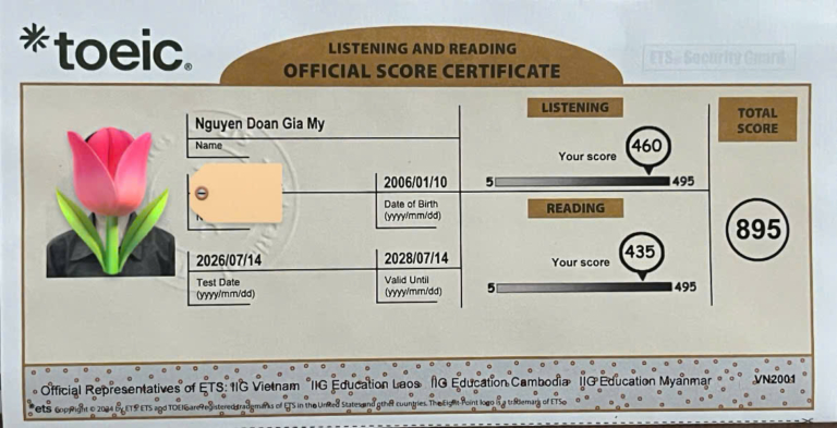 Hành trình đạt 895/990 cùng TOEIC Cẩn Đình ngay từ lần thi đầu tiên
